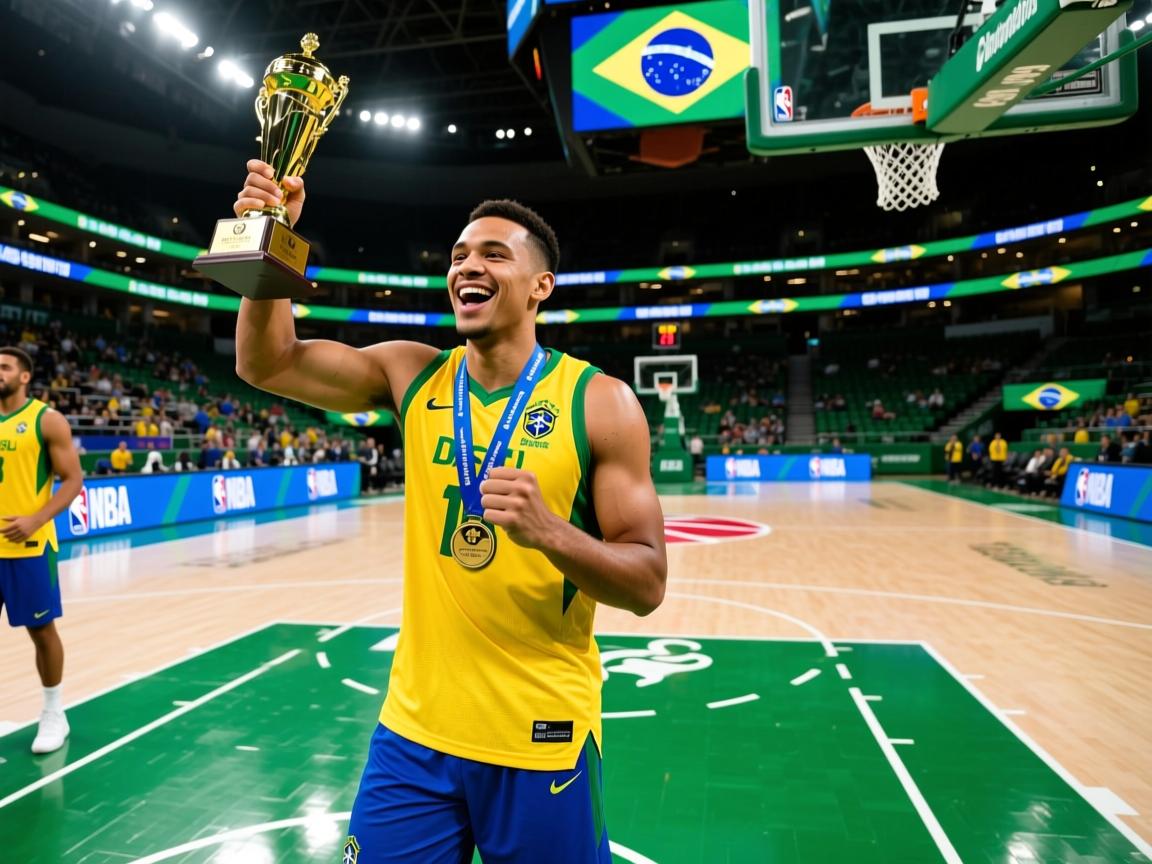 巴西队队员突围夺标，喜上眉梢